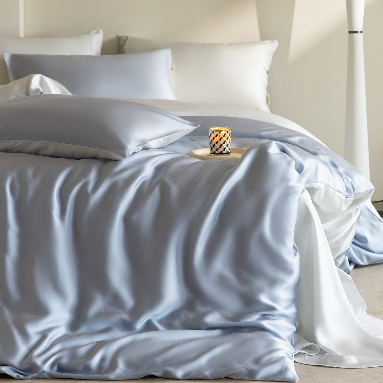 91家纺网 家纺一手货源 找家纺 时亿家居 2026春夏新款60天丝-丝颜悦色系列-被套四件套 灵境兰