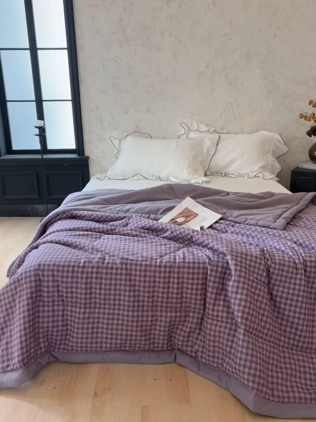 91家纺网 家纺一手货源 找家纺 中国龙家纺 2026新款木棉皱皱纱单夏被被子被芯 格调紫