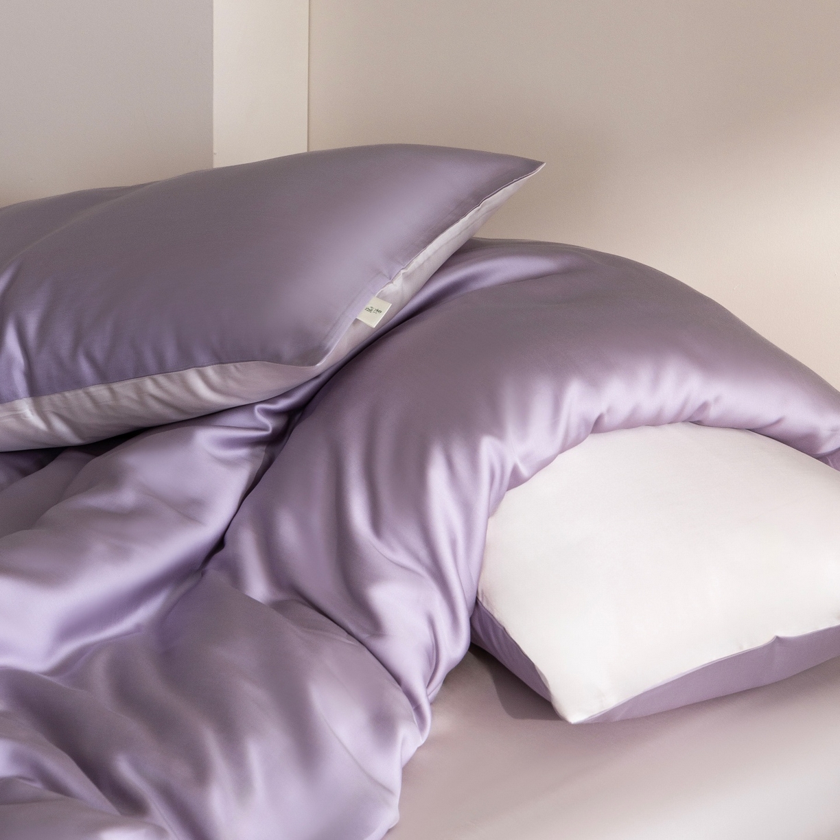 91家纺网 家纺一手货源 找家纺 时亿家居 2026春夏新款60天丝-丝颜悦色系列-被套四件套 丁香紫