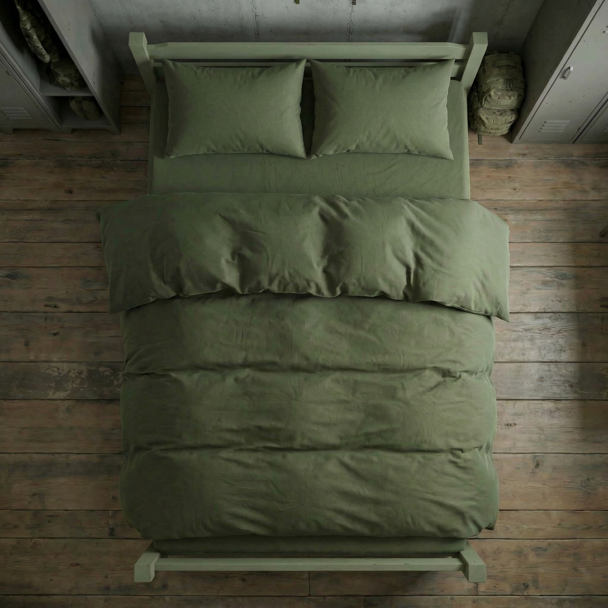 91家纺网 家纺一手货源 找家纺 （总）锦兴酒店布草 2026新款13372军绿色全棉纯棉学生三件套