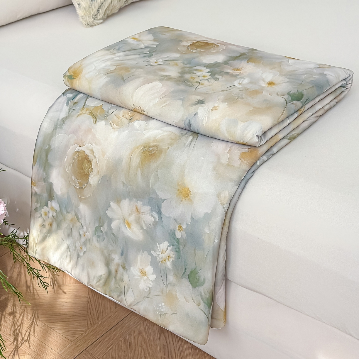 91家纺网 家纺一手货源 找家纺 归属 2026春夏新款数码印花凉感丝夏被夏凉被空调被系列 洛香