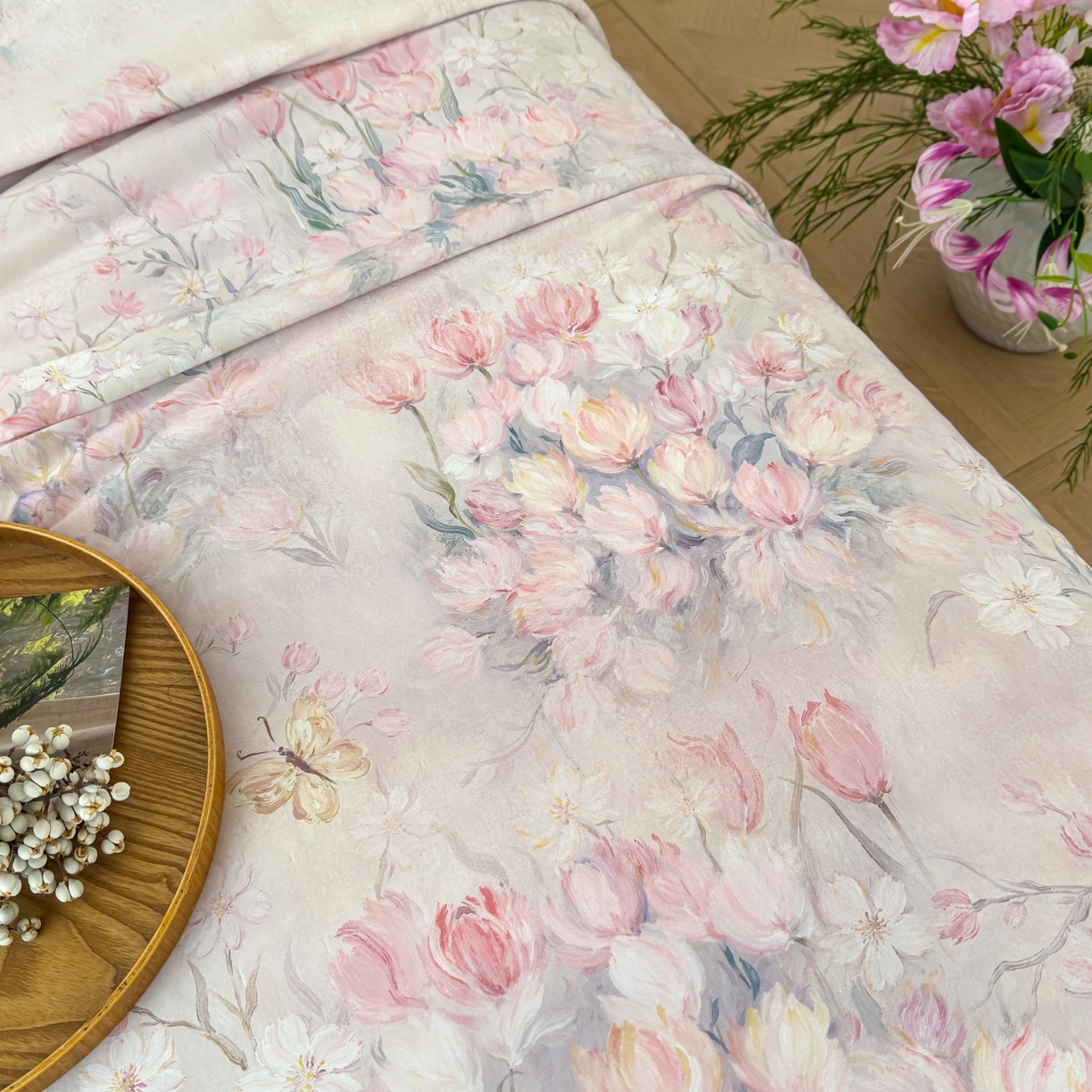 91家纺网 家纺一手货源 找家纺 归属 2026春夏新款数码印花凉感丝夏被夏凉被空调被系列 晨露