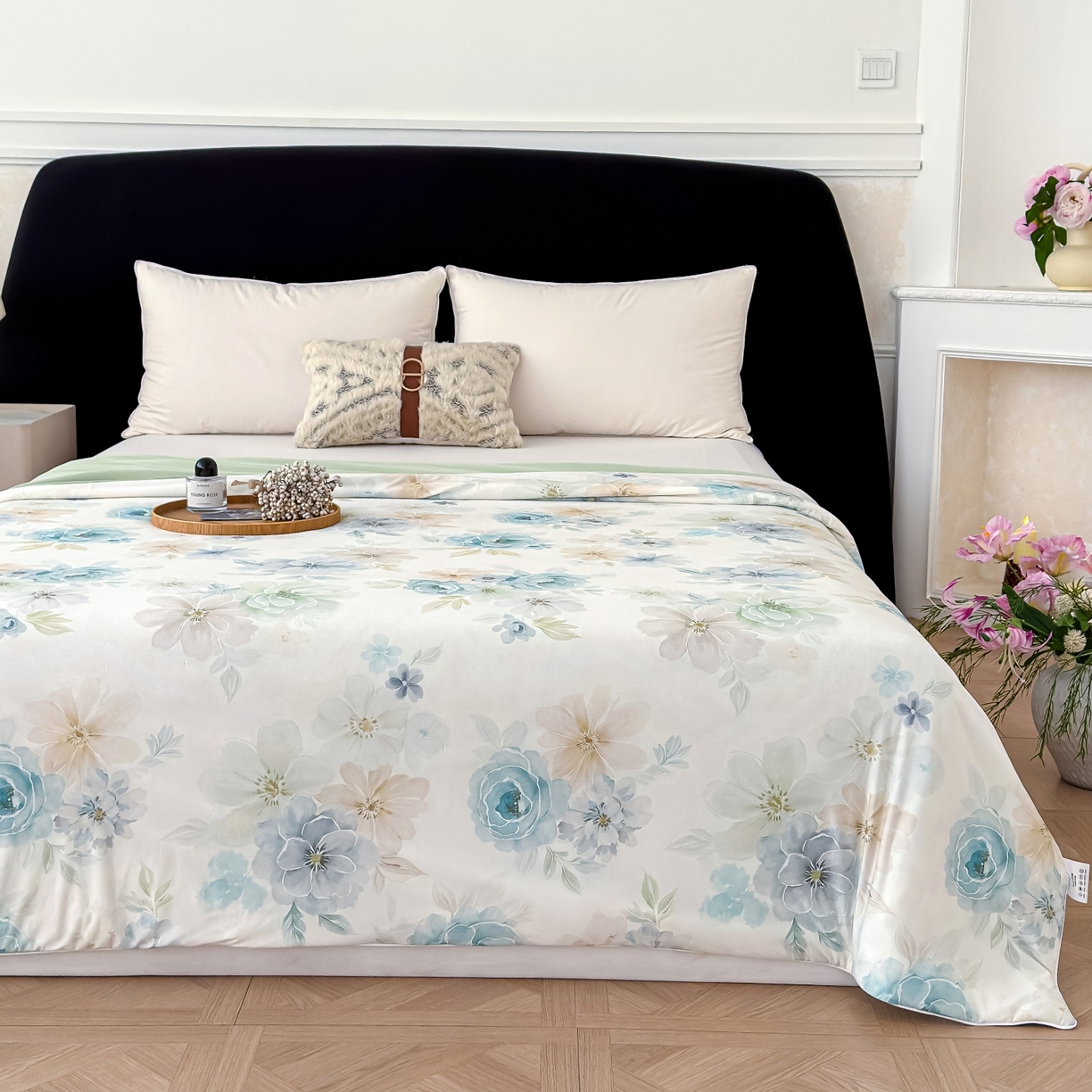 91家纺网 家纺一手货源 找家纺 归属 2026春夏新款数码印花凉感丝夏被夏凉被空调被系列 春漾