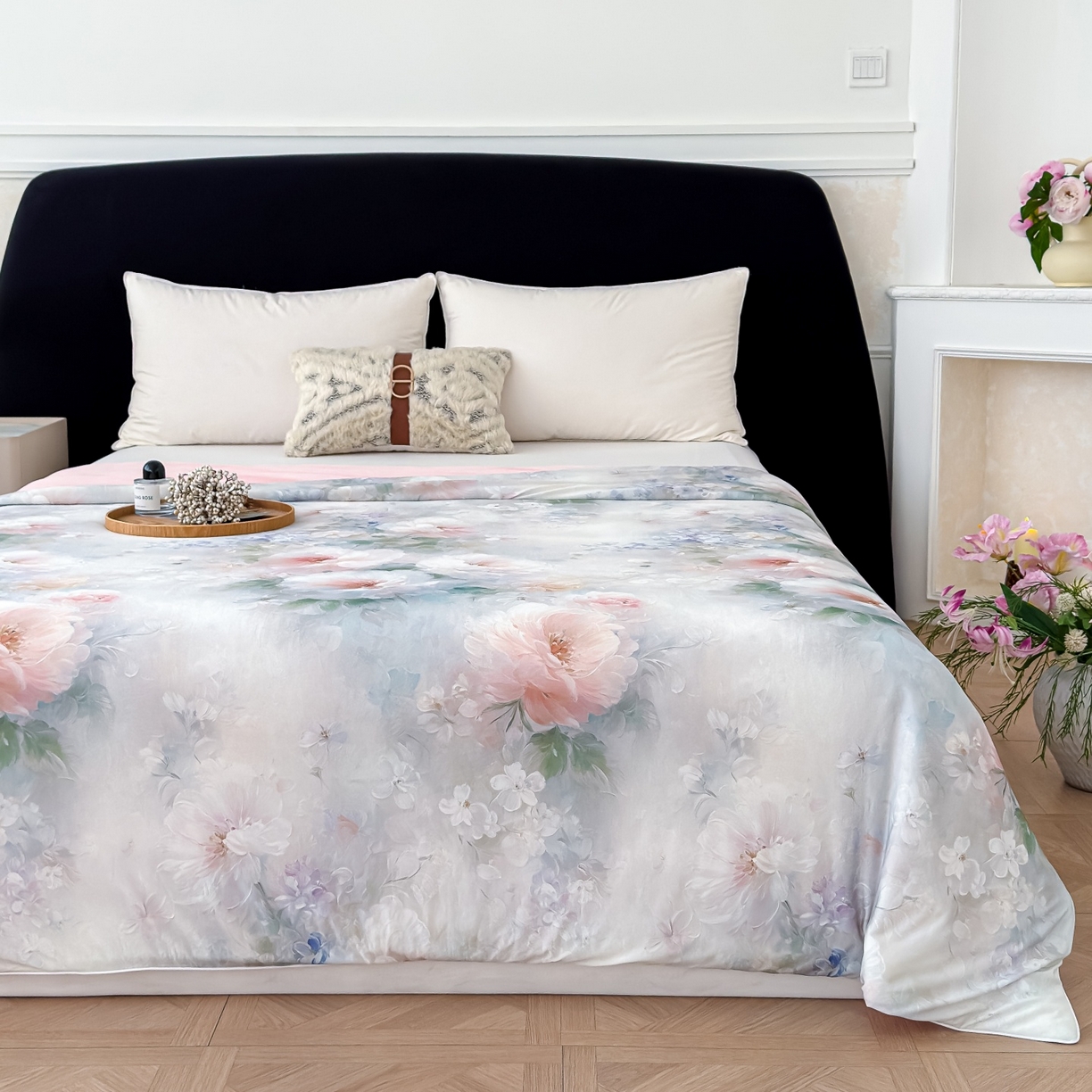 91家纺网 家纺一手货源 找家纺 归属 2026春夏新款数码印花凉感丝夏被夏凉被空调被系列 春野