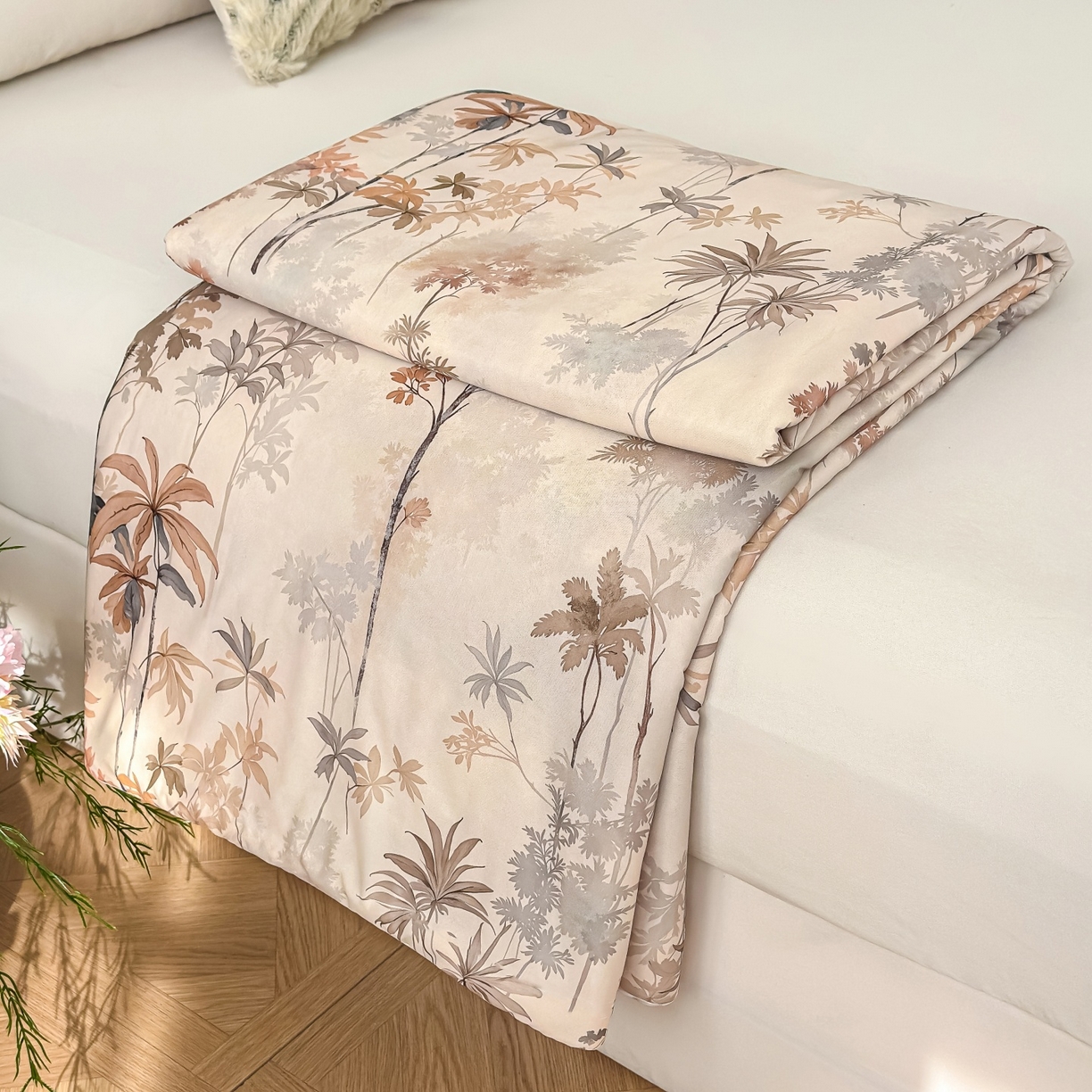 归属 2026春夏新款数码印花凉感丝夏被夏凉被空调被系列 枫叶