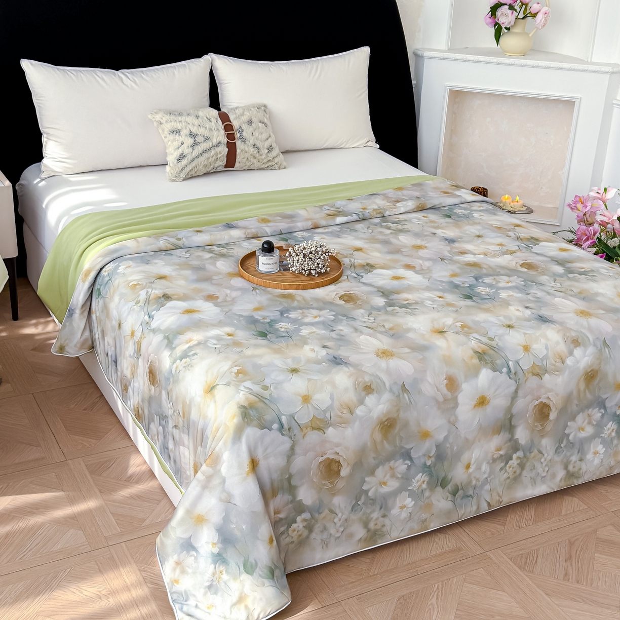 91家纺网 家纺一手货源 找家纺 归属 2026春夏新款数码印花凉感丝夏被夏凉被空调被系列 洛香