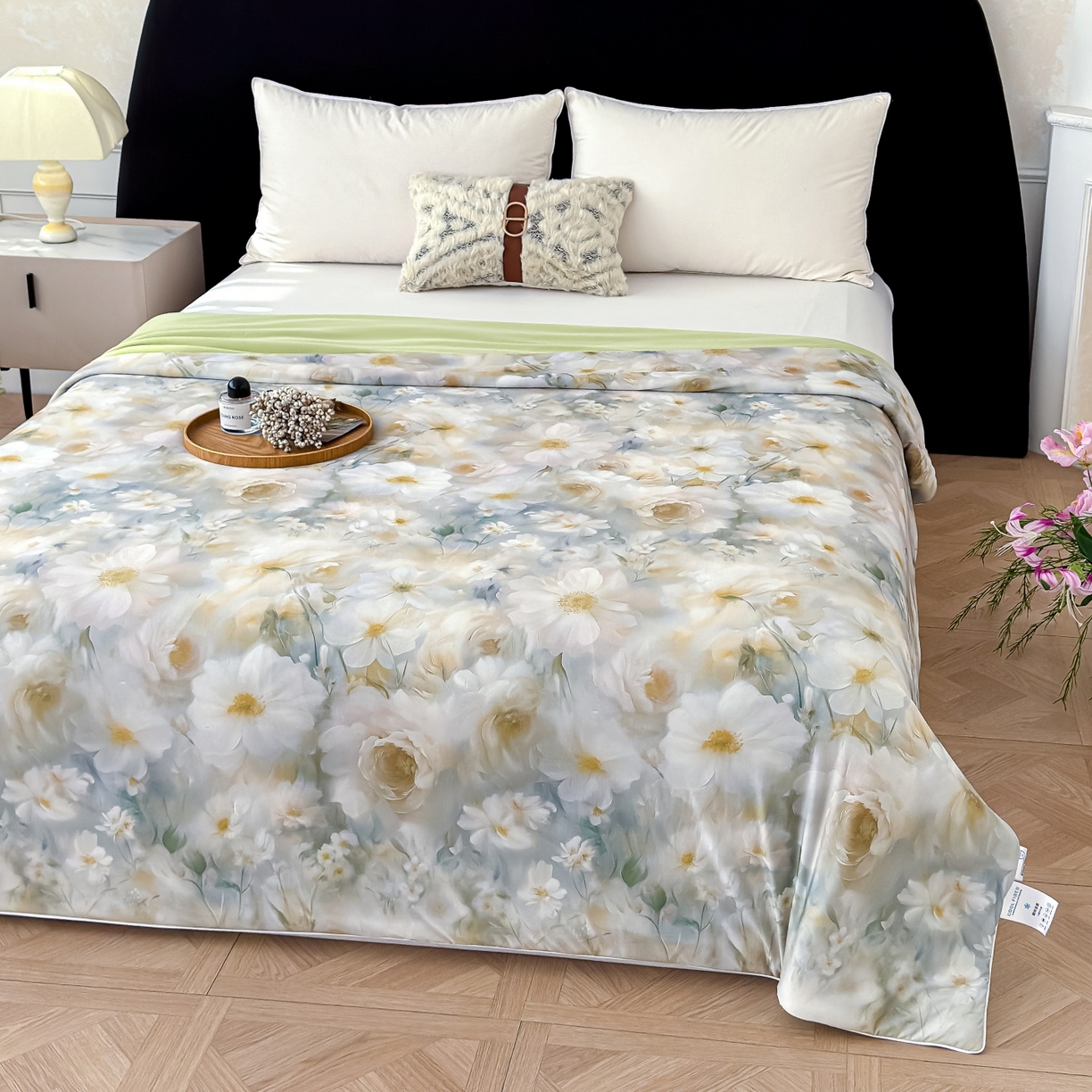 91家纺网 家纺一手货源 找家纺 归属 2026春夏新款数码印花凉感丝夏被夏凉被空调被系列 洛香