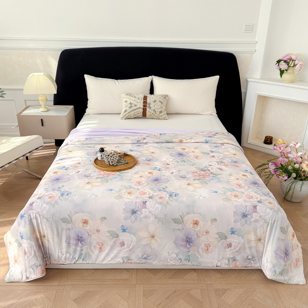 91家纺网 家纺一手货源 找家纺 归属 2026春夏新款数码印花凉感丝夏被夏凉被空调被系列 曼迪