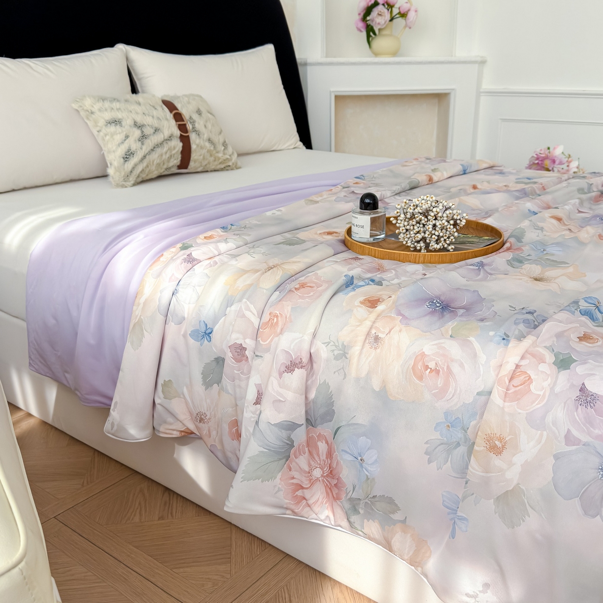 91家纺网 家纺一手货源 找家纺 归属 2026春夏新款数码印花凉感丝夏被夏凉被空调被系列 曼迪