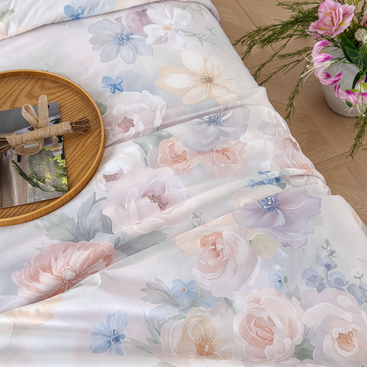 91家纺网 家纺一手货源 找家纺 归属 2026春夏新款数码印花凉感丝夏被夏凉被空调被系列 曼迪