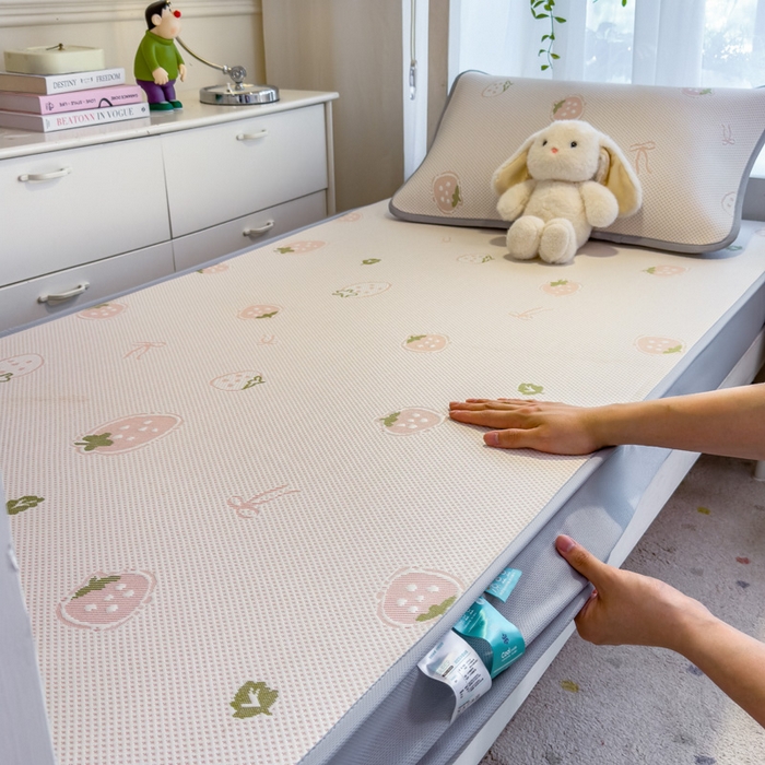 凯罗 2026新款A类凉豆豆学生宿舍用床席可水洗凉席席子床笠款 波点草莓-床笠款