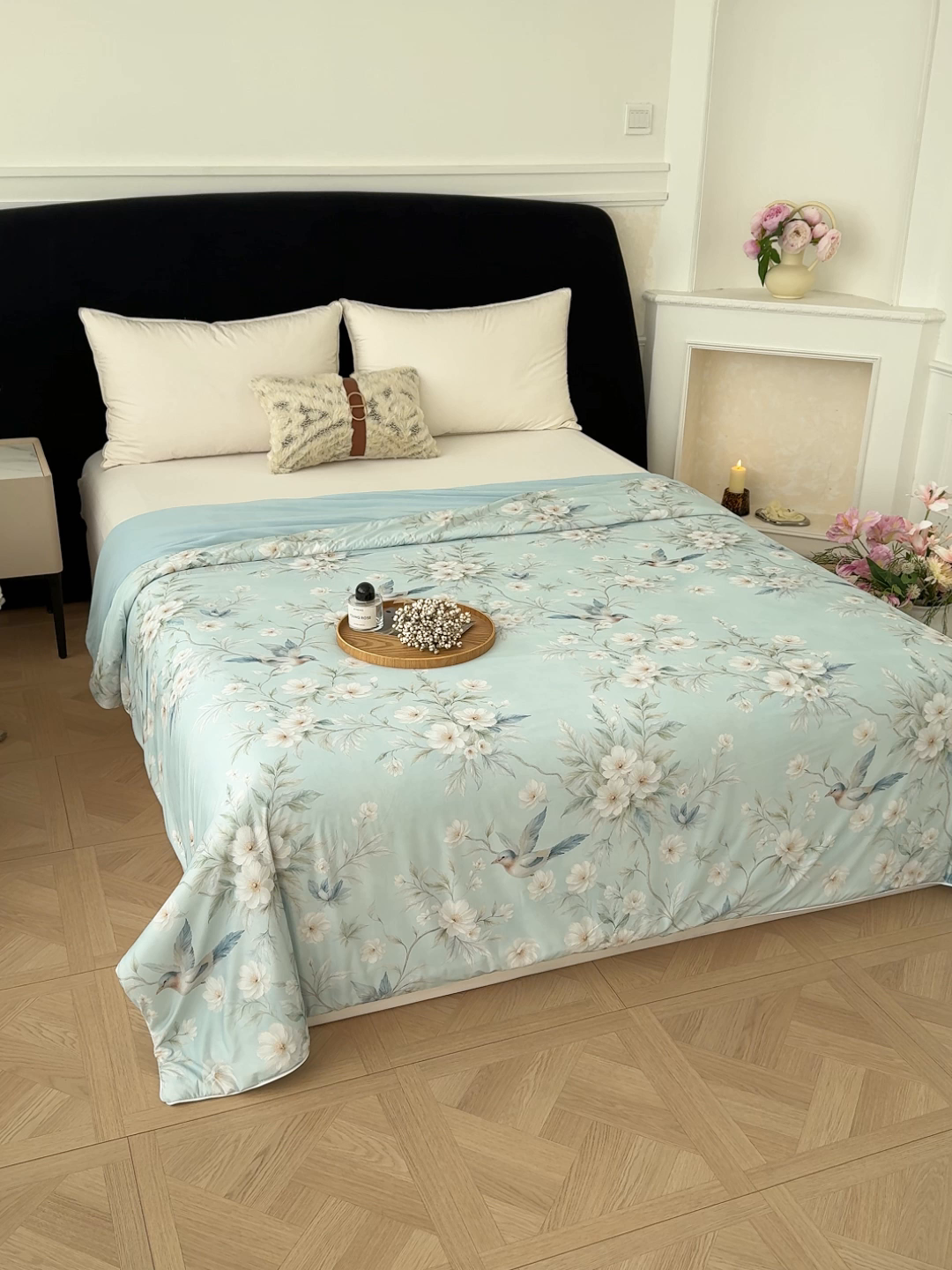 91家纺网 家纺一手货源 找家纺 归属 2026春夏新款数码印花凉感丝夏被夏凉被空调被系列 梦朵（绿）