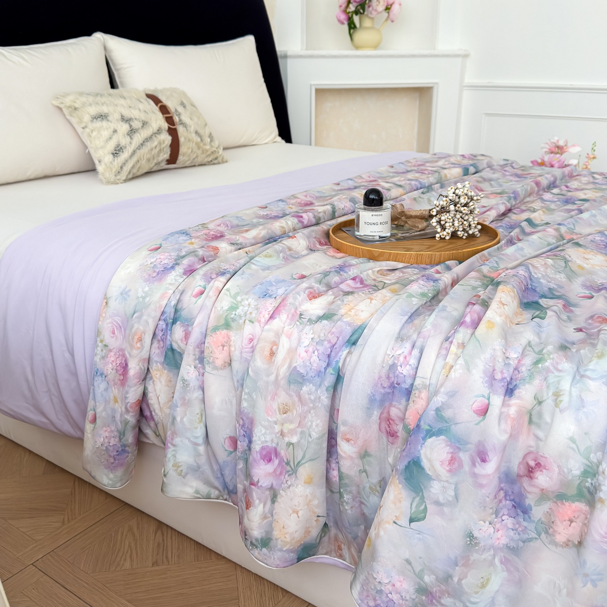 91家纺网 家纺一手货源 找家纺 归属 2026春夏新款数码印花凉感丝夏被夏凉被空调被系列 梦柔