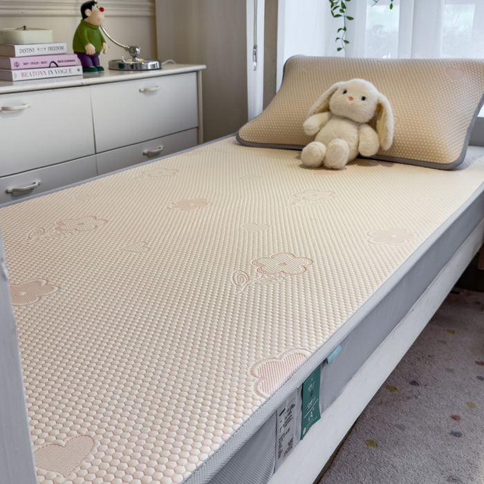 91家纺网 家纺一手货源 找家纺 凯罗 2026新款A类凉豆豆学生宿舍用床席可水洗凉席席子床笠款 花儿朵朵-粉-床笠款