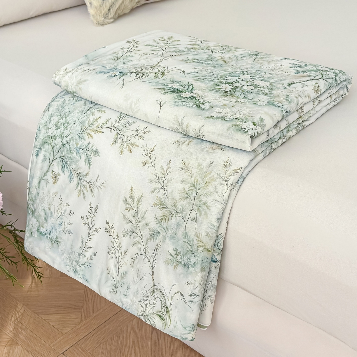 归属 2026春夏新款数码印花凉感丝夏被夏凉被空调被系列 青枝