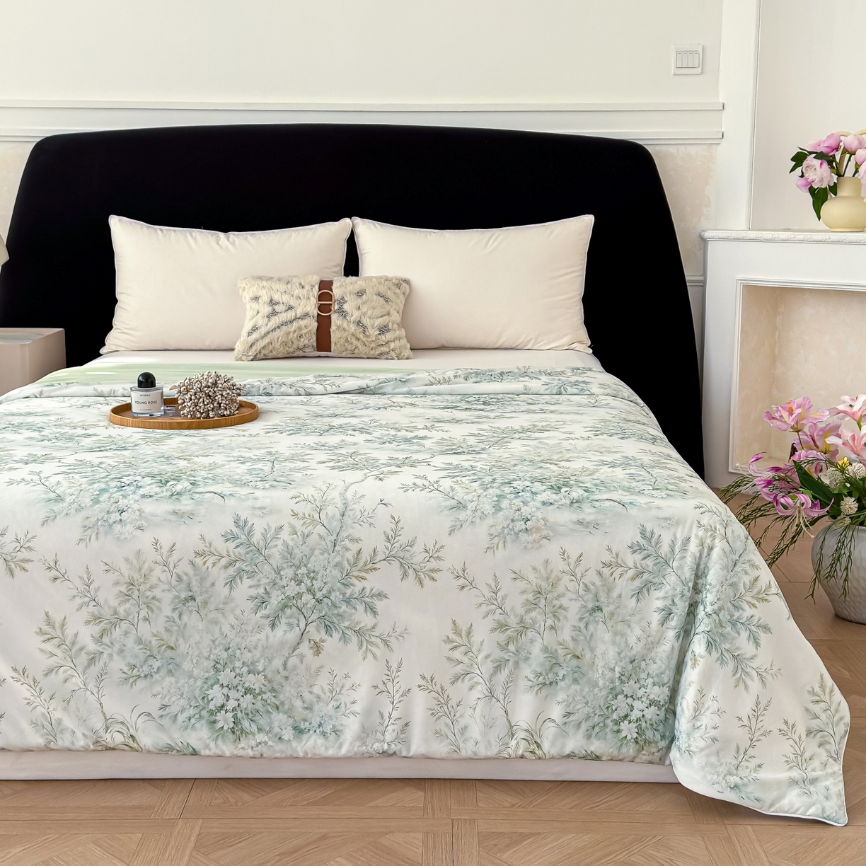 91家纺网 家纺一手货源 找家纺 归属 2026春夏新款数码印花凉感丝夏被夏凉被空调被系列 青枝