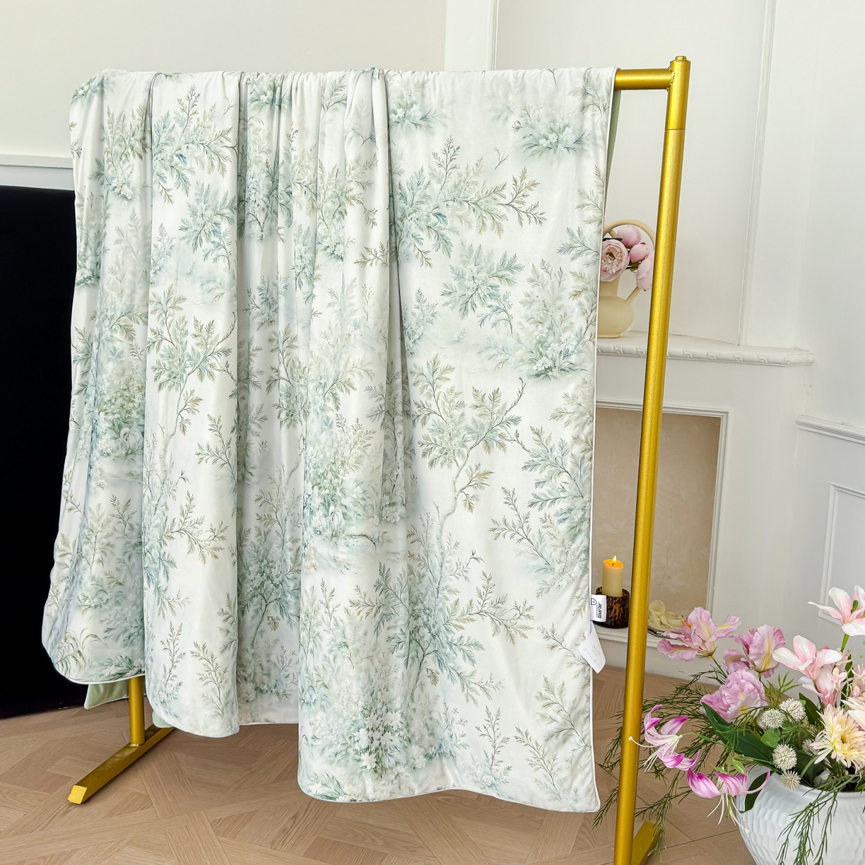 91家纺网 家纺一手货源 找家纺 归属 2026春夏新款数码印花凉感丝夏被夏凉被空调被系列 青枝