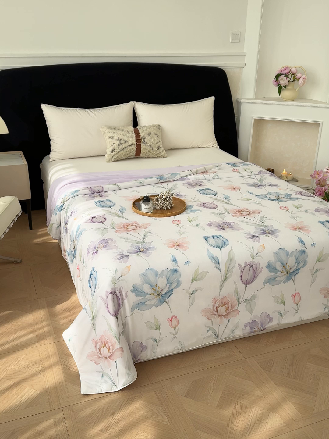 91家纺网 家纺一手货源 找家纺 归属 2026春夏新款数码印花凉感丝夏被夏凉被空调被系列 清雅