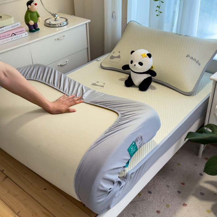 91家纺网 家纺一手货源 找家纺 凯罗 2026新款A类凉豆豆学生宿舍用床席可水洗凉席席子床笠款 盼盼乐园-床笠款