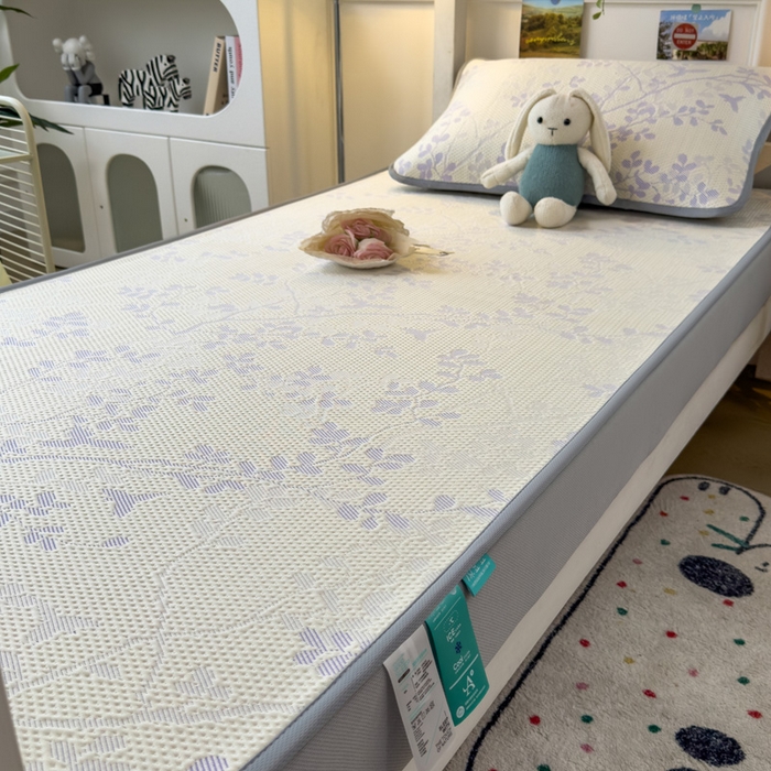 91家纺网 家纺一手货源 找家纺 凯罗 2026新款A类凉豆豆学生宿舍用床席可水洗凉席席子床笠款 纤藤集-紫-床笠款