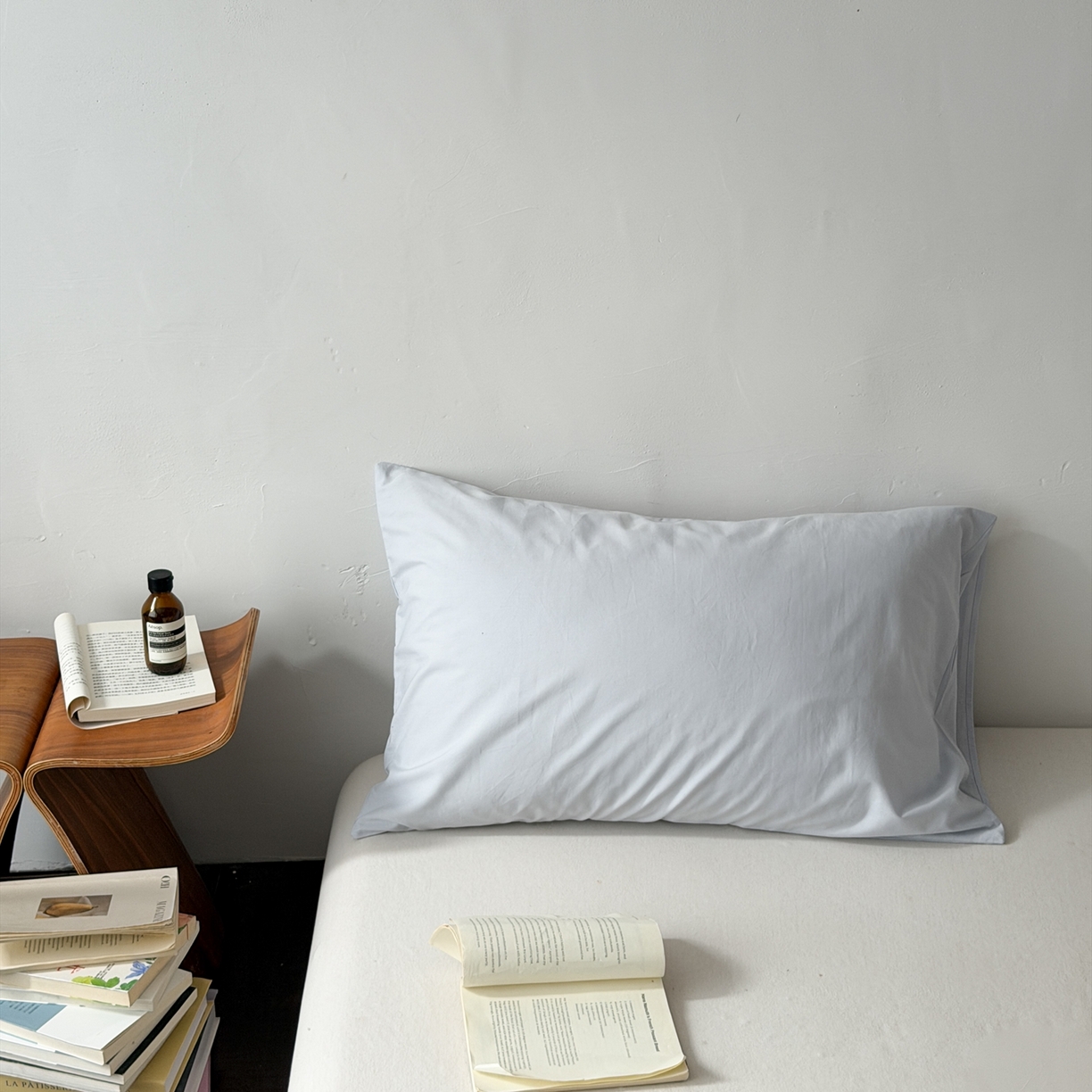 蜜宿 2026新款全棉纯棉水洗棉枕套单品枕套枕套单件-纯色 微蓝