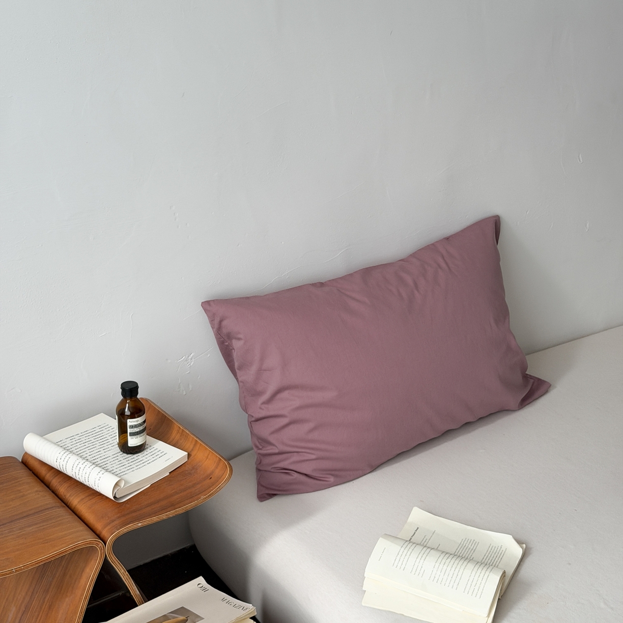 91家纺网 家纺一手货源 找家纺 蜜宿 2026新款全棉纯棉水洗棉枕套单品枕套枕套单件-纯色 胭脂紫