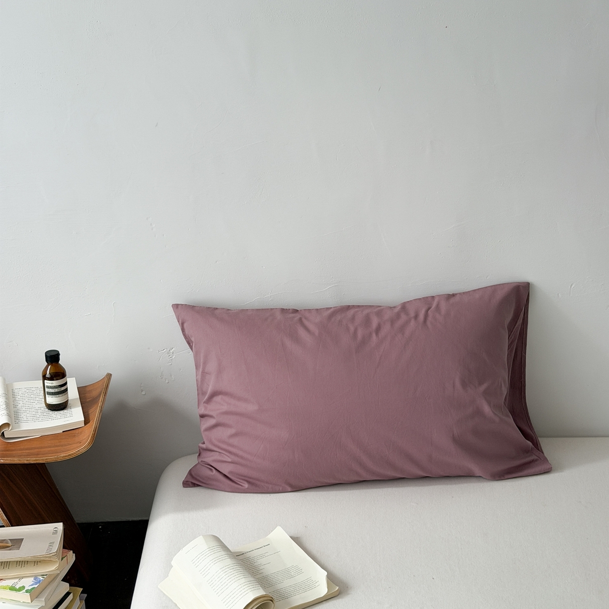 91家纺网 家纺一手货源 找家纺 蜜宿 2026新款全棉纯棉水洗棉枕套单品枕套枕套单件-纯色 胭脂紫