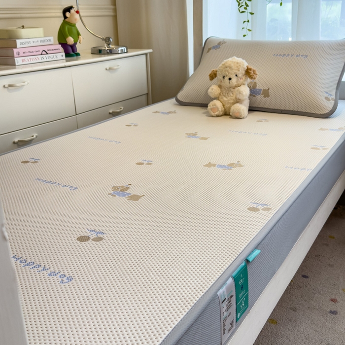 91家纺网 家纺一手货源 找家纺 凯罗 2026新款A类凉豆豆学生宿舍用床席可水洗凉席席子床笠款 小萌狗-床笠款