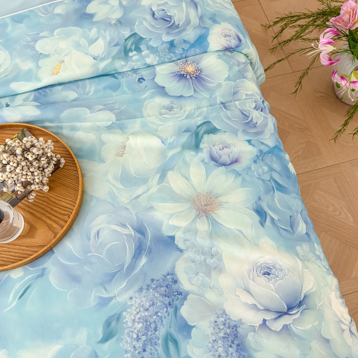 91家纺网 家纺一手货源 找家纺 归属 2026春夏新款数码印花凉感丝夏被夏凉被空调被系列 柔依