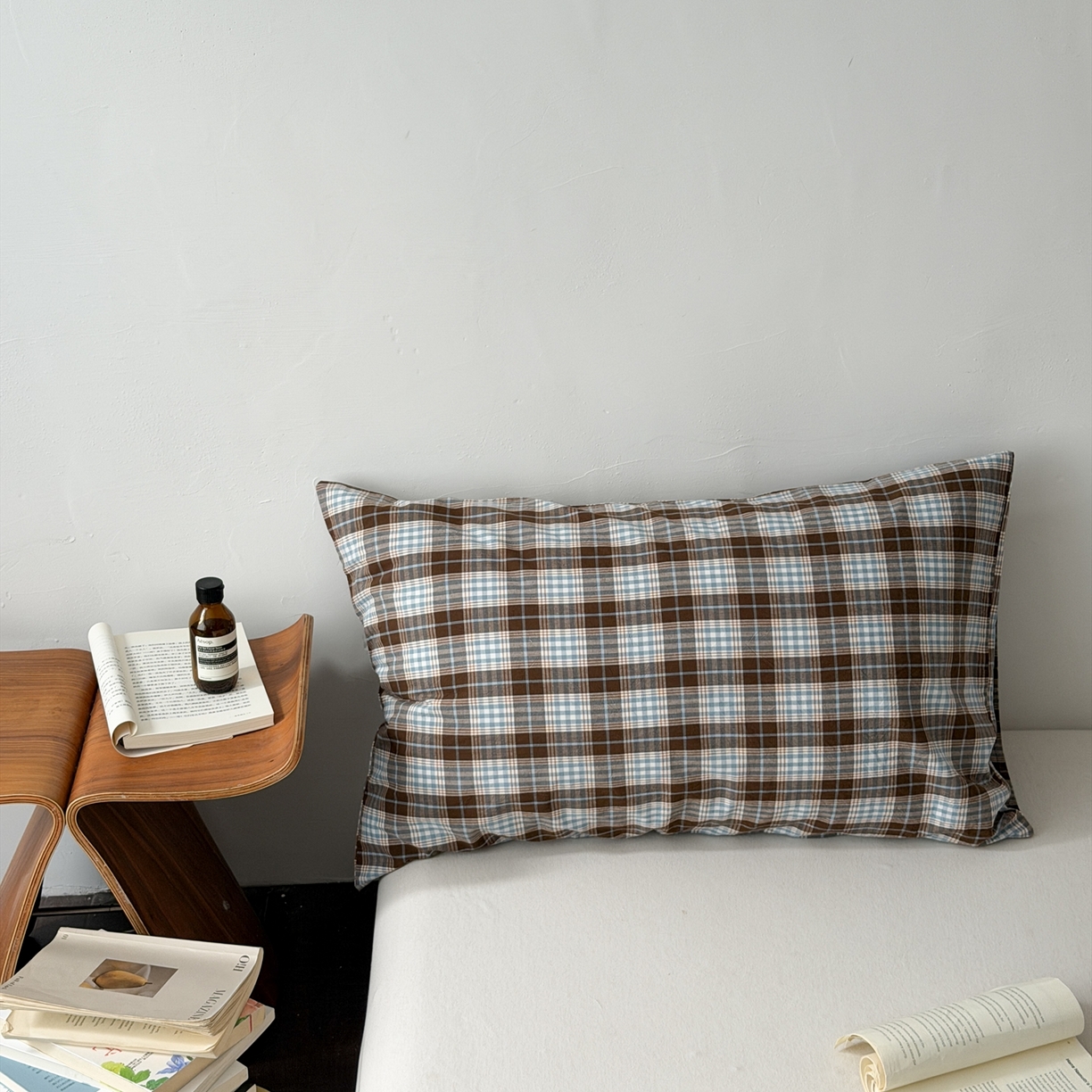 91家纺网 家纺一手货源 找家纺 （总）蜜宿 2026新款全棉纯棉水洗棉枕套单品枕套枕套单件-格纹