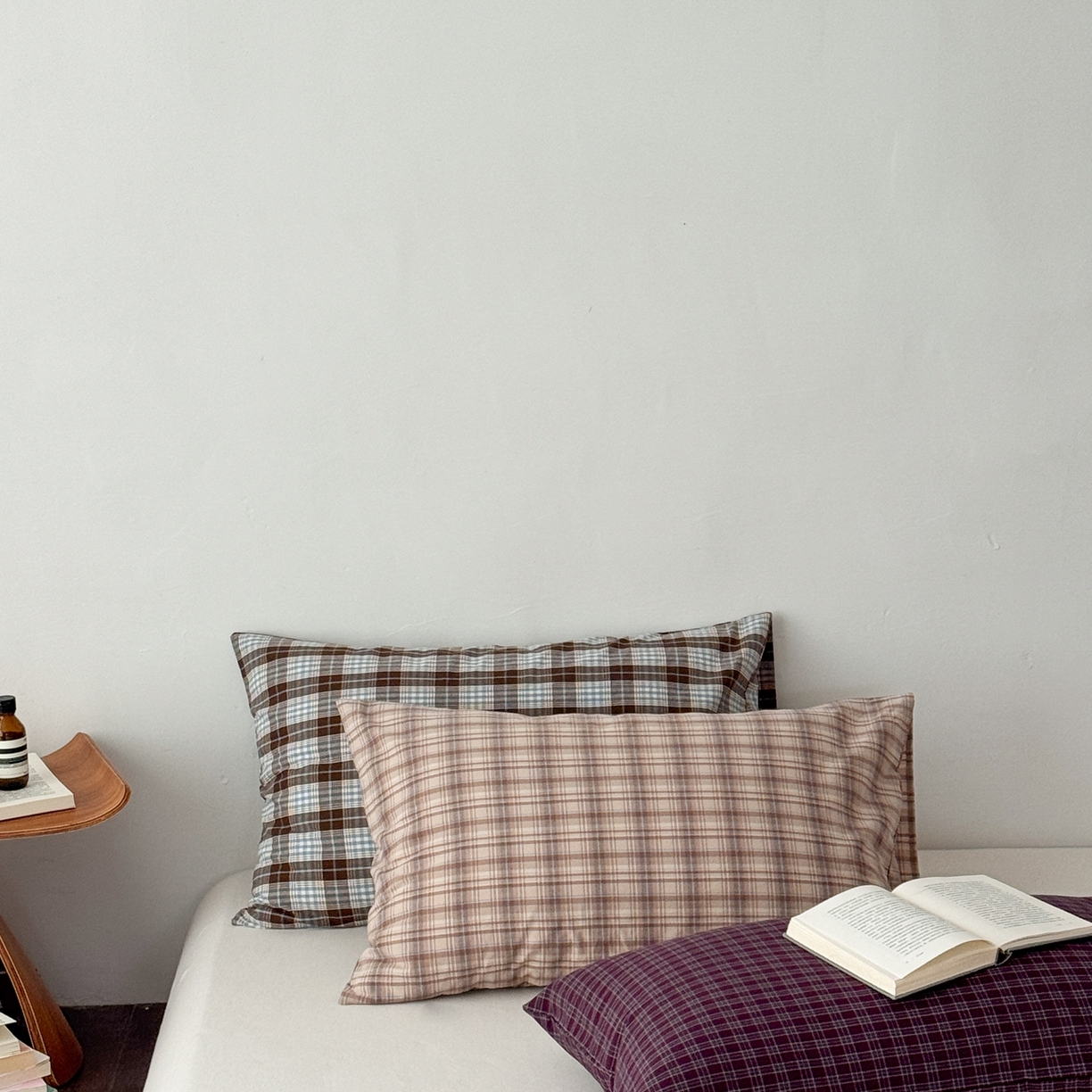 91家纺网 家纺一手货源 找家纺 蜜宿 2026新款全棉纯棉水洗棉枕套单品枕套枕套单件-格纹 组合图仅做展示不可下单