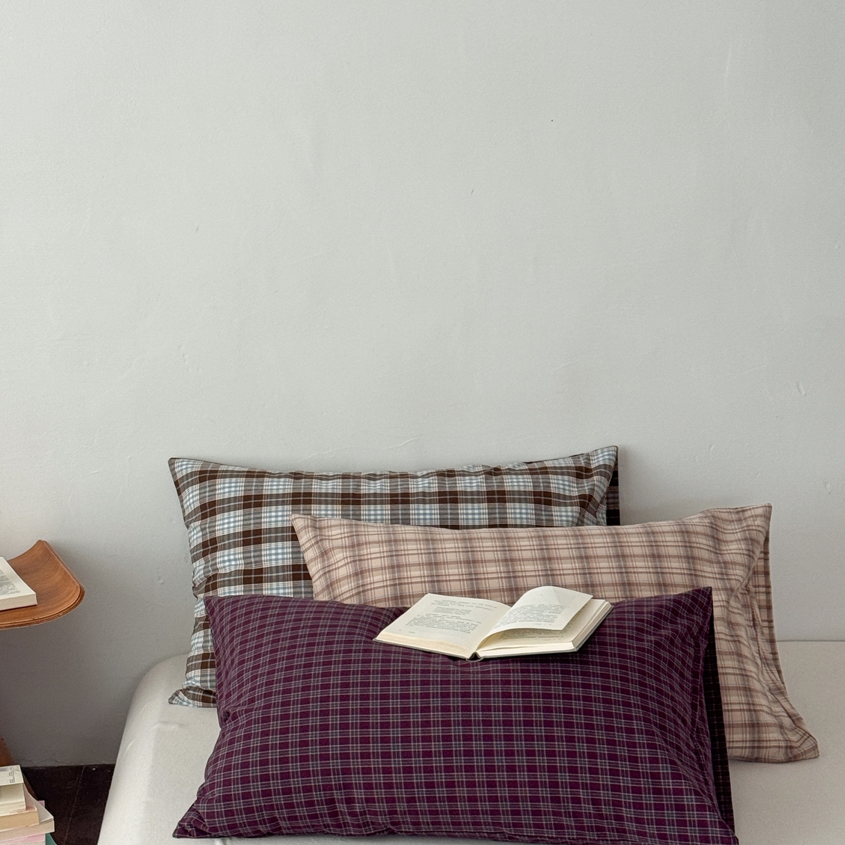 91家纺网 家纺一手货源 找家纺 蜜宿 2026新款全棉纯棉水洗棉枕套单品枕套枕套单件-格纹 组合图仅做展示不可下单