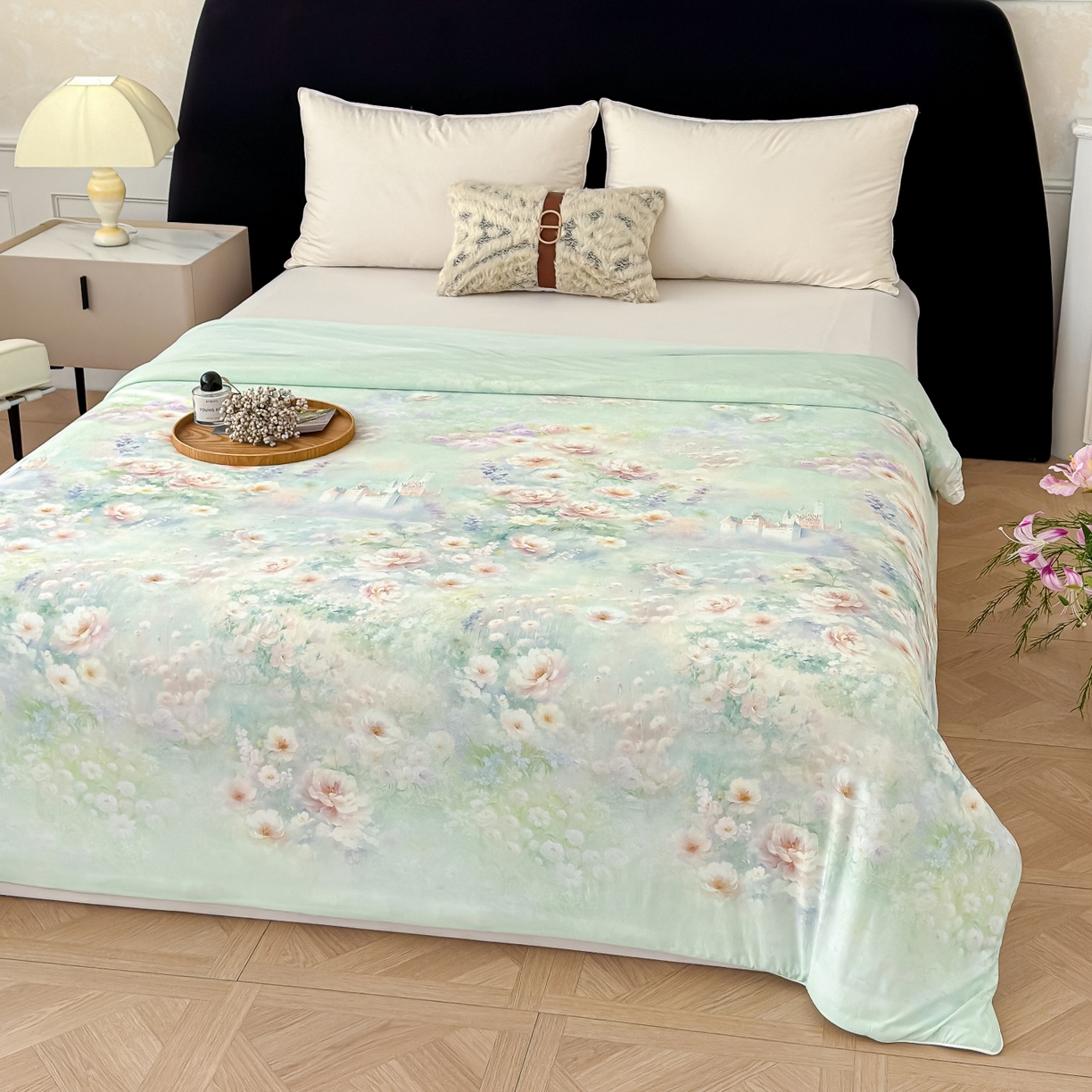 91家纺网 家纺一手货源 找家纺 归属 2026春夏新款数码印花凉感丝夏被夏凉被空调被系列 如漫