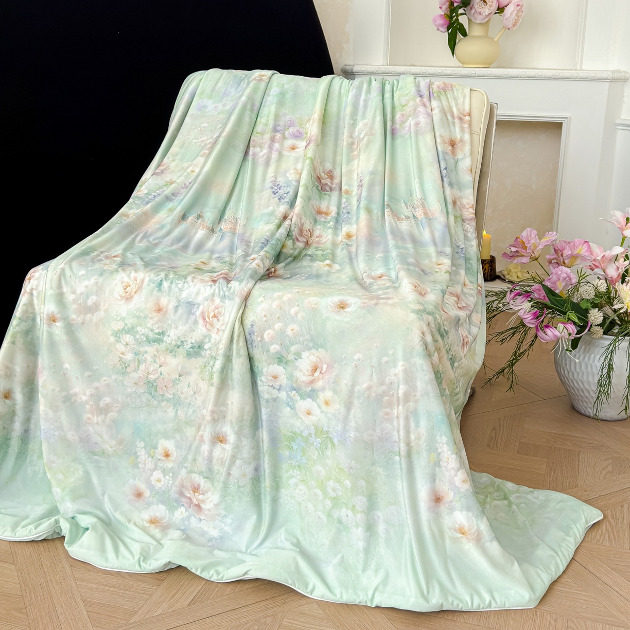 91家纺网 家纺一手货源 找家纺 归属 2026春夏新款数码印花凉感丝夏被夏凉被空调被系列 如漫