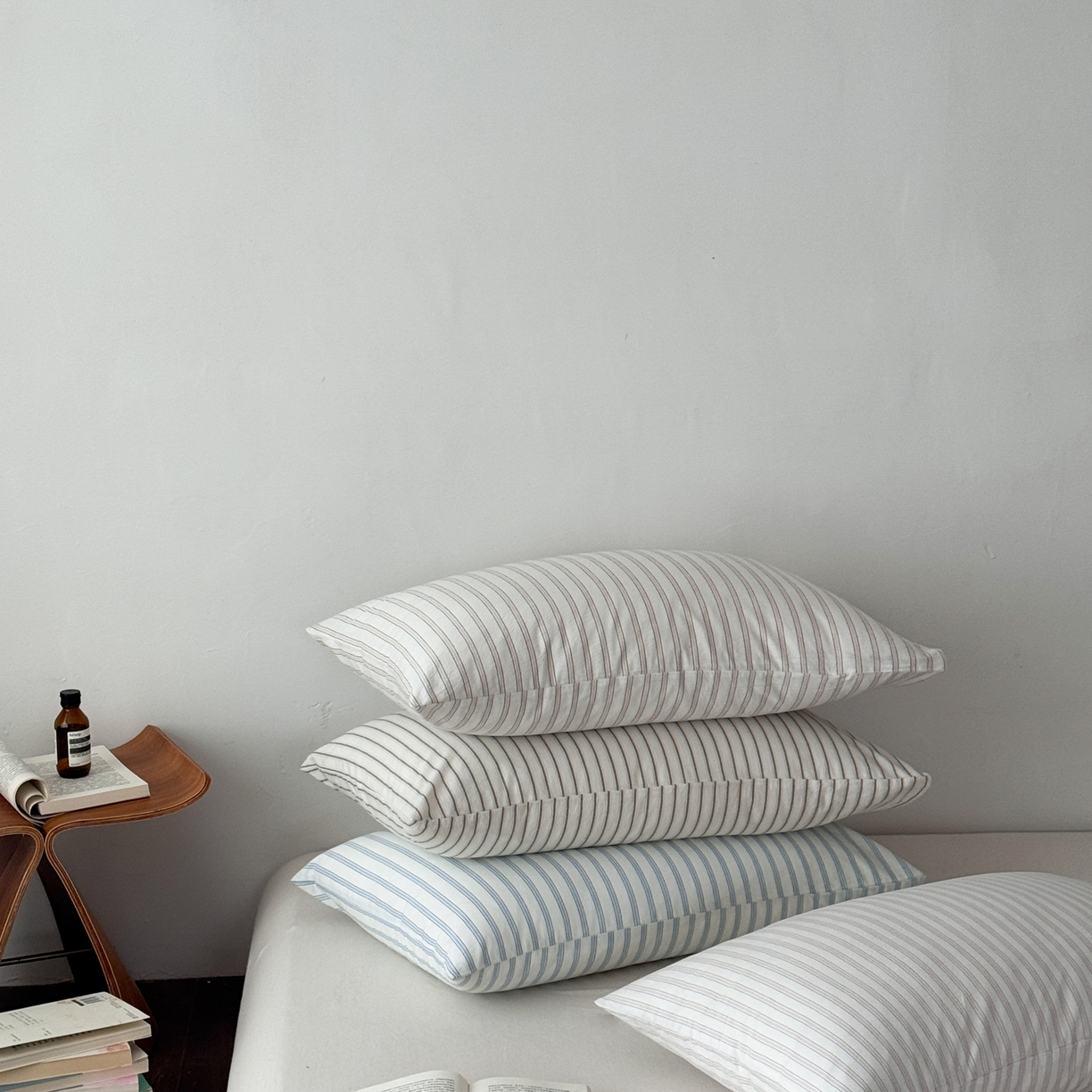 91家纺网 家纺一手货源 找家纺 （总）蜜宿 2026新款全棉纯棉水洗棉枕套单品枕套枕套单件-竖条纹