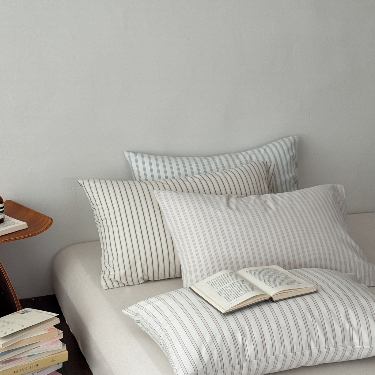 91家纺网 家纺一手货源 找家纺 蜜宿 2026新款全棉纯棉水洗棉枕套单品枕套枕套单件-竖条纹 组合图仅做展示不可下单