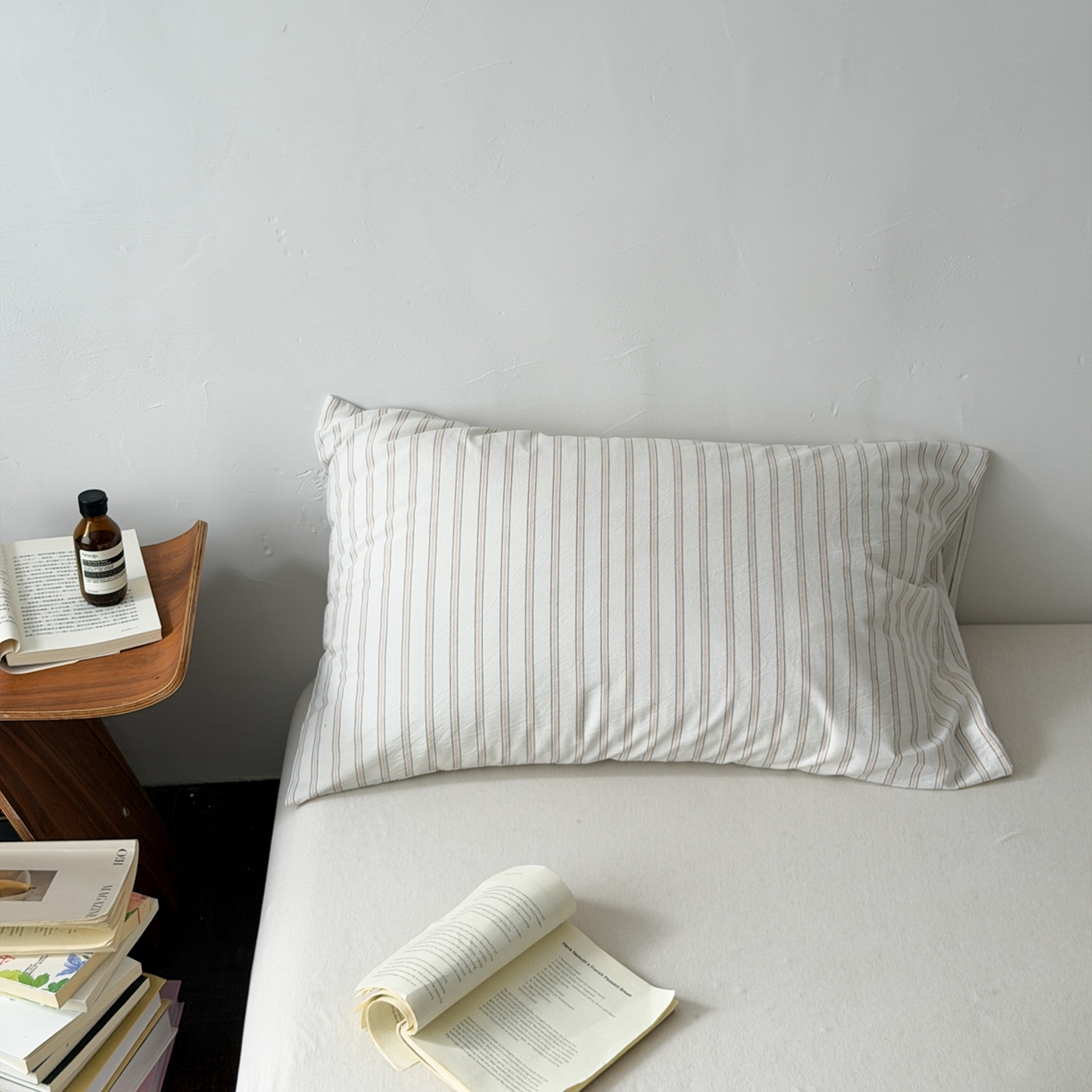 91家纺网 家纺一手货源 找家纺 （总）蜜宿 2026新款全棉纯棉水洗棉枕套单品枕套枕套单件-竖条纹