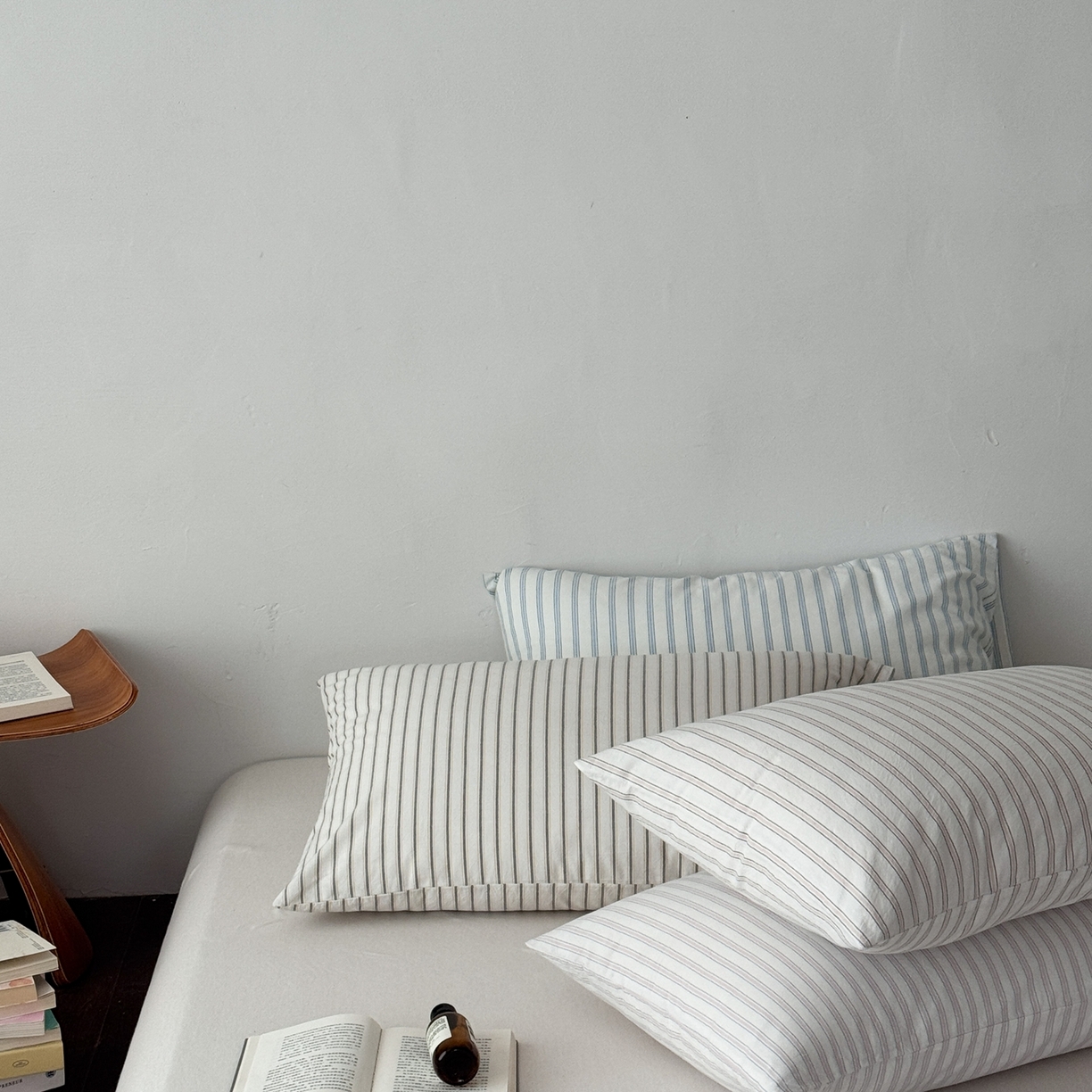 91家纺网 家纺一手货源 找家纺 （总）蜜宿 2026新款全棉纯棉水洗棉枕套单品枕套枕套单件-竖条纹