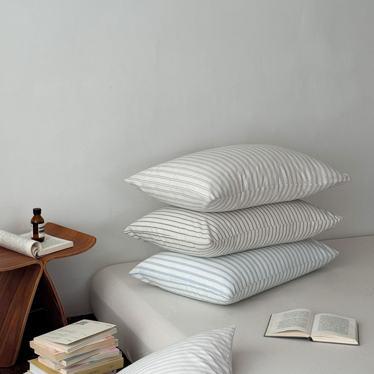 91家纺网 家纺一手货源 找家纺 （总）蜜宿 2026新款全棉纯棉水洗棉枕套单品枕套枕套单件-竖条纹