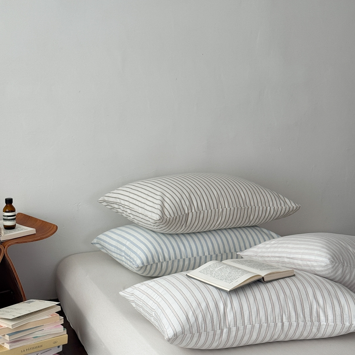 91家纺网 家纺一手货源 找家纺 （总）蜜宿 2026新款全棉纯棉水洗棉枕套单品枕套枕套单件-竖条纹