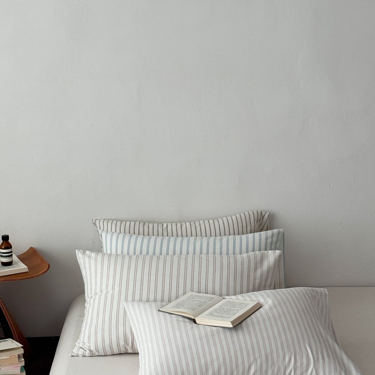 91家纺网 家纺一手货源 找家纺 蜜宿 2026新款全棉纯棉水洗棉枕套单品枕套枕套单件-竖条纹 组合图仅做展示不可下单