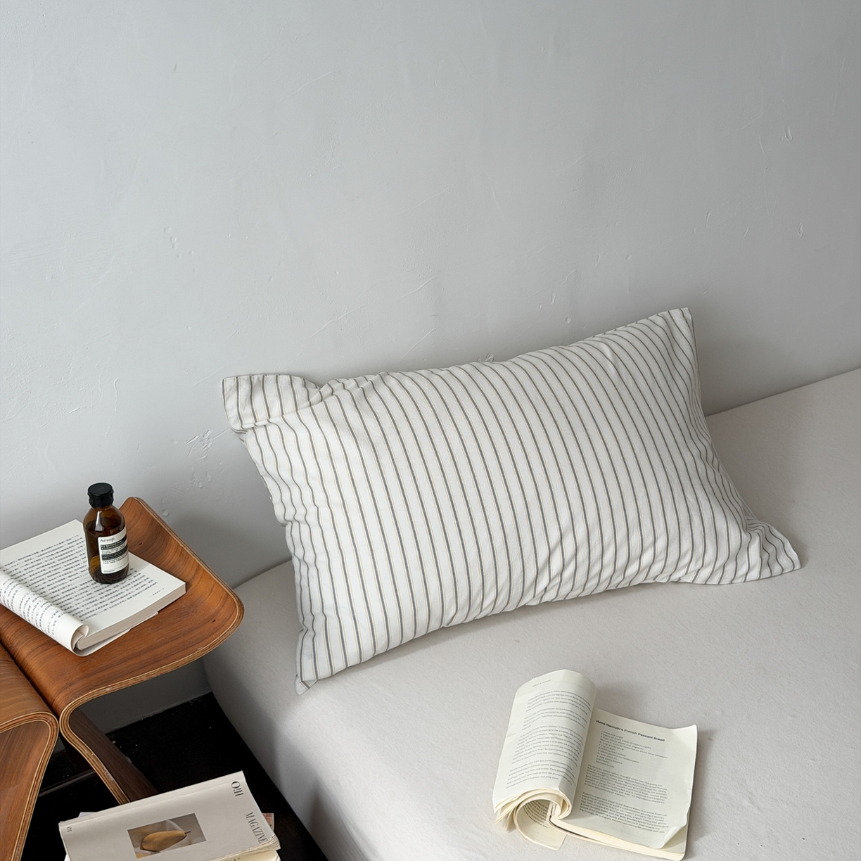 91家纺网 家纺一手货源 找家纺 蜜宿 2026新款全棉纯棉水洗棉枕套单品枕套枕套单件-竖条纹 黑黄竖条