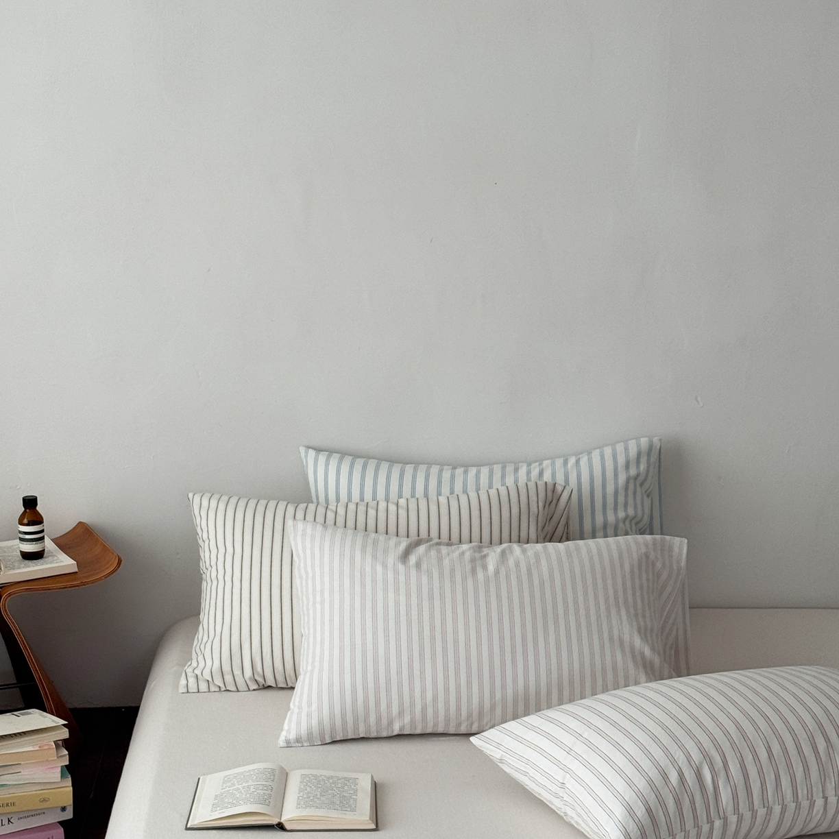 91家纺网 家纺一手货源 找家纺 蜜宿 2026新款全棉纯棉水洗棉枕套单品枕套枕套单件-竖条纹 组合图仅做展示不可下单