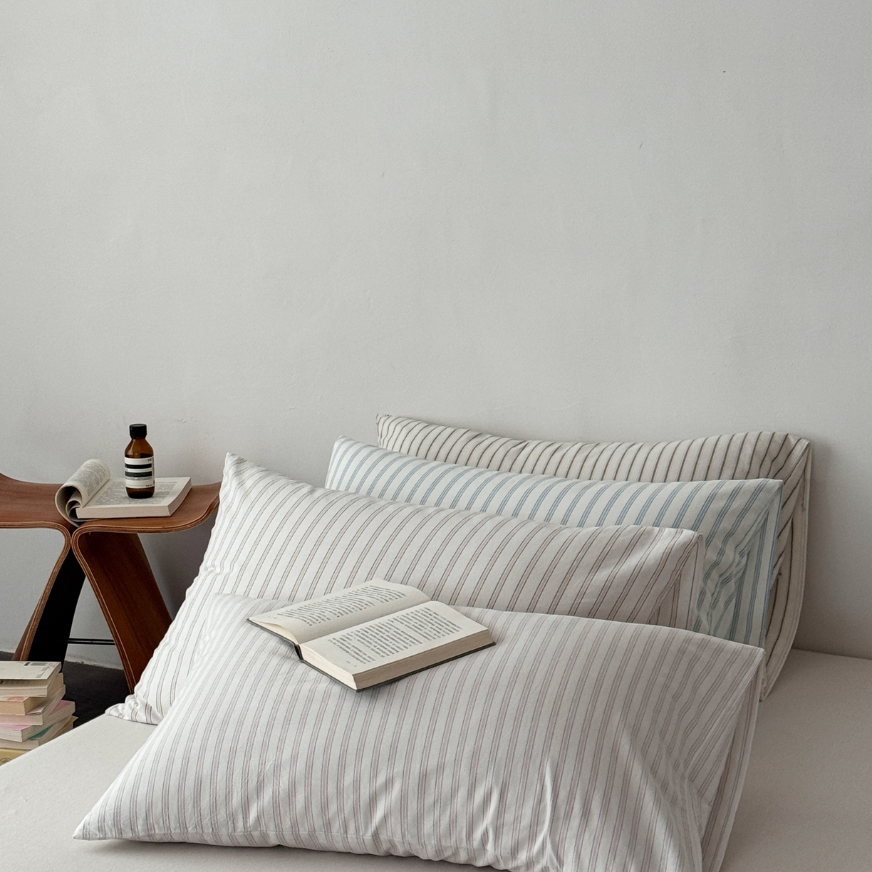 91家纺网 家纺一手货源 找家纺 蜜宿 2026新款全棉纯棉水洗棉枕套单品枕套枕套单件-竖条纹 组合图仅做展示不可下单