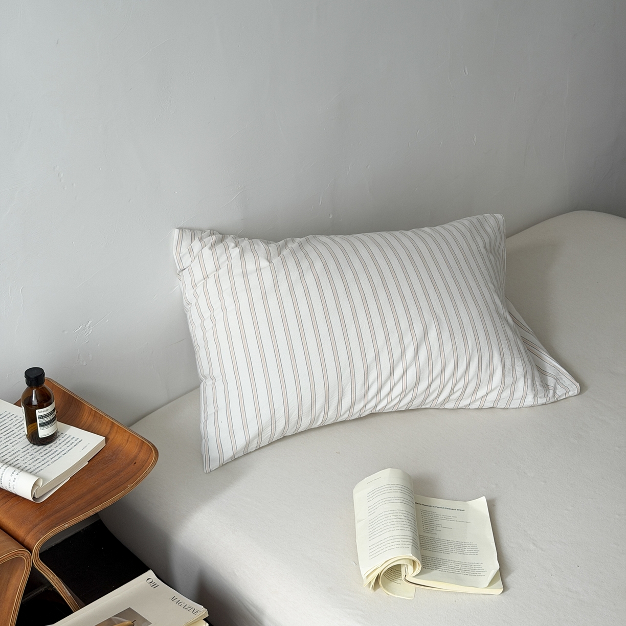 91家纺网 家纺一手货源 找家纺 蜜宿 2026新款全棉纯棉水洗棉枕套单品枕套枕套单件-竖条纹 组合图仅做展示不可下单