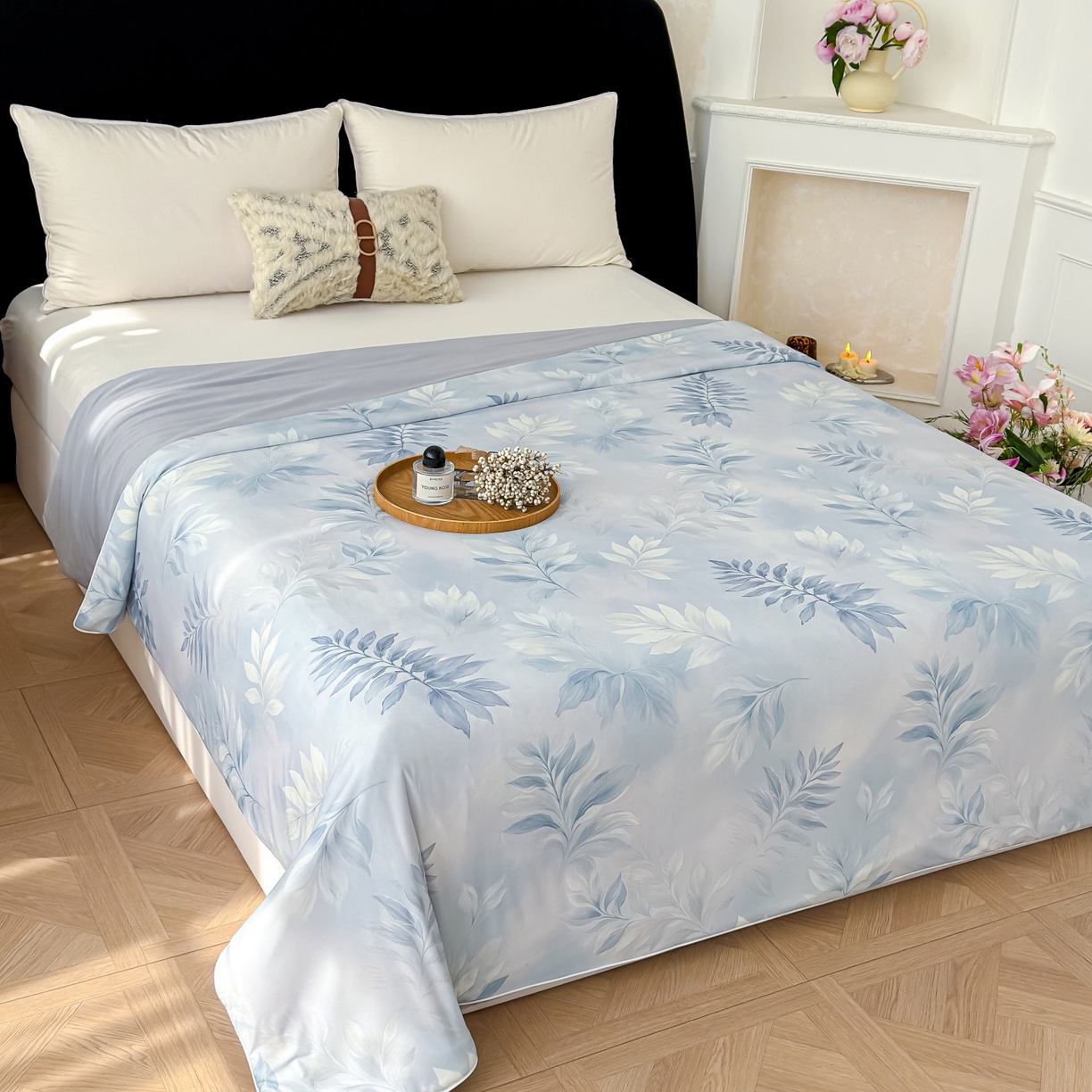 91家纺网 家纺一手货源 找家纺 归属 2026春夏新款数码印花凉感丝夏被夏凉被空调被系列 相遇