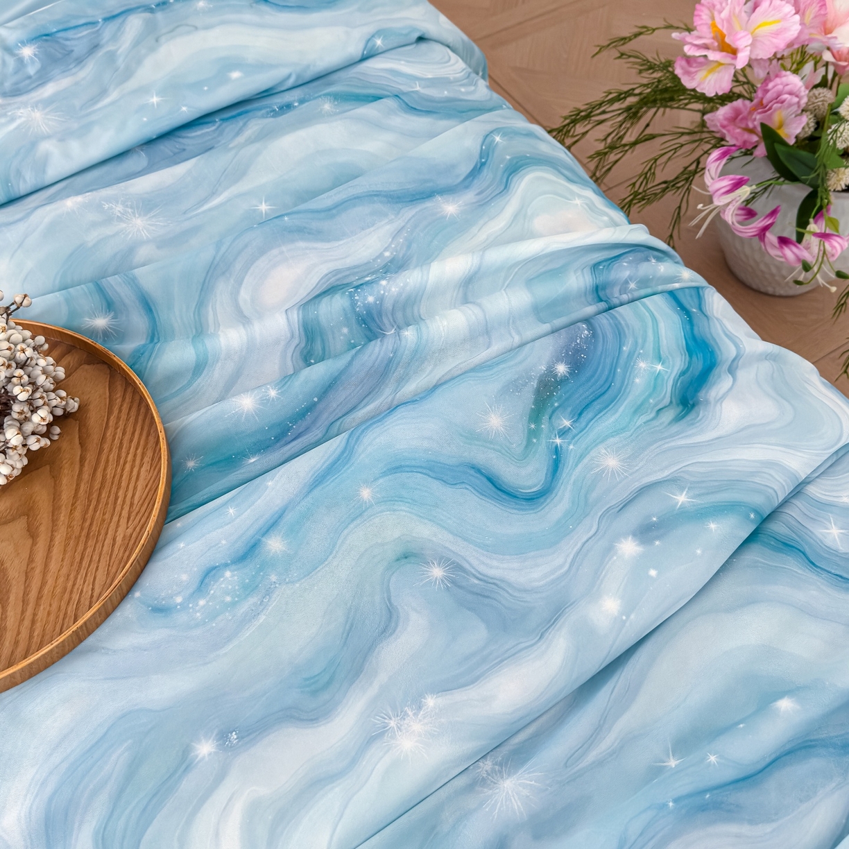 91家纺网 家纺一手货源 找家纺 归属 2026春夏新款数码印花凉感丝夏被夏凉被空调被系列 星河