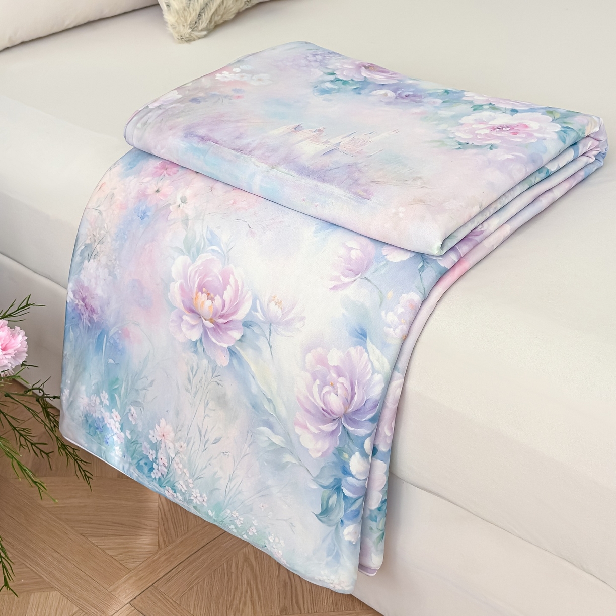 归属 2026春夏新款数码印花凉感丝夏被夏凉被空调被系列 盈语