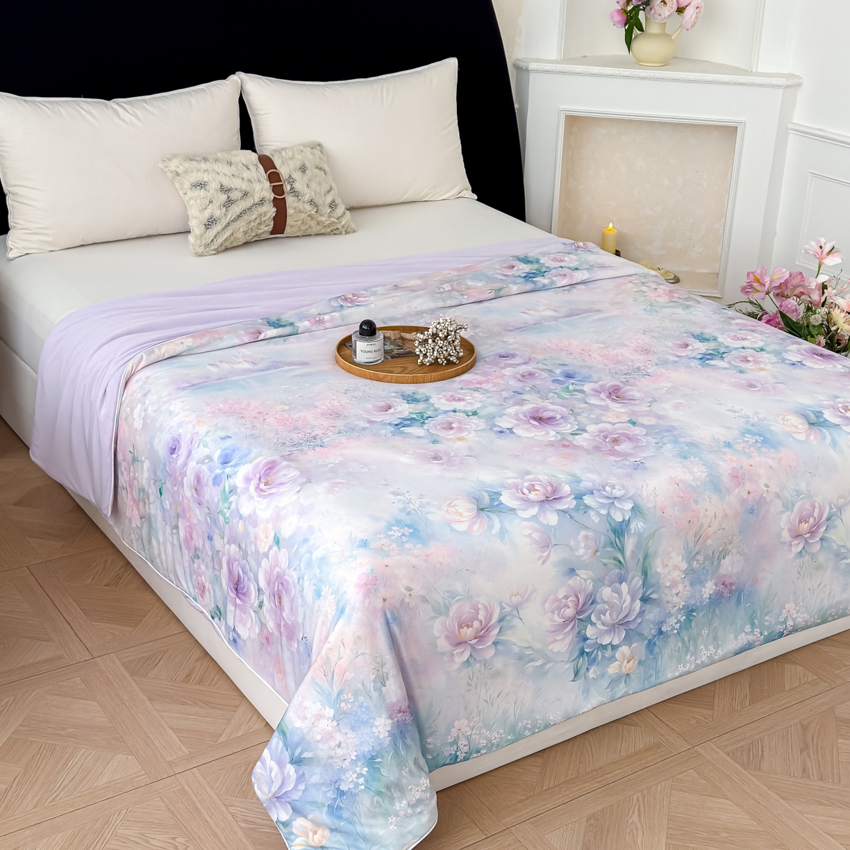 91家纺网 家纺一手货源 找家纺 归属 2026春夏新款数码印花凉感丝夏被夏凉被空调被系列 盈语