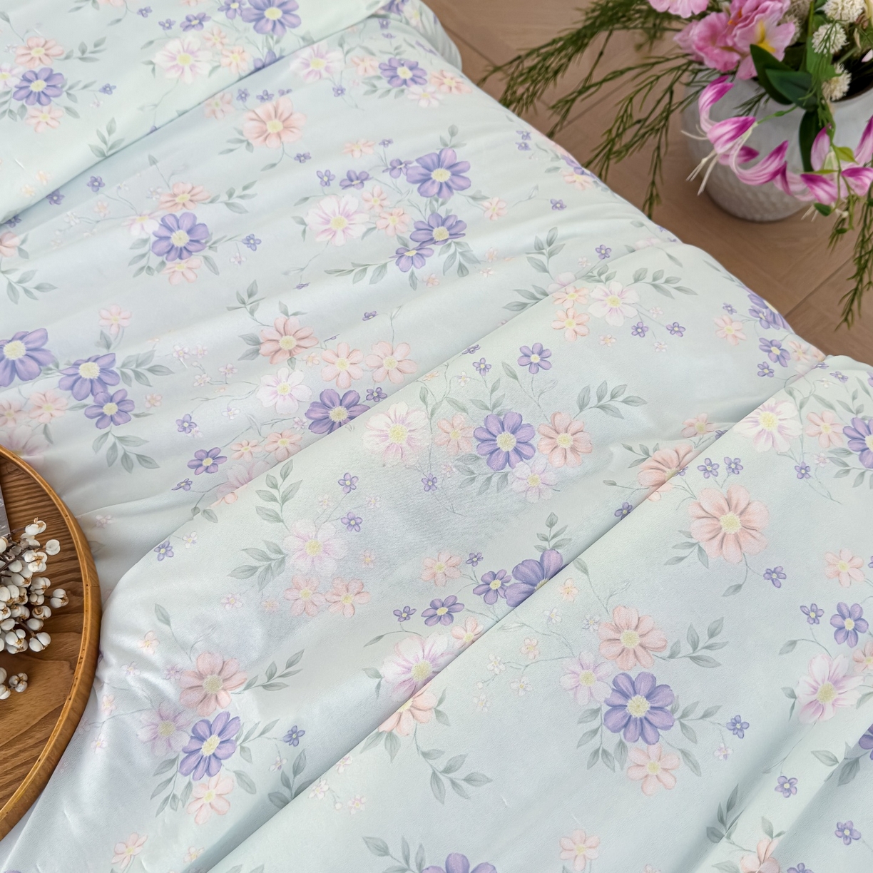 91家纺网 家纺一手货源 找家纺 归属 2026春夏新款数码印花凉感丝夏被夏凉被空调被系列 幽兰